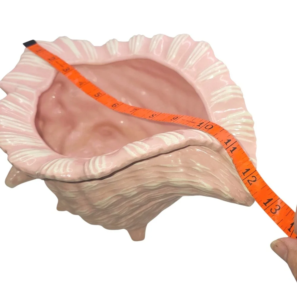 Vintage Atlantic Mold Pink Conch Shell Planter Ceramic 1970s Coastal Decor